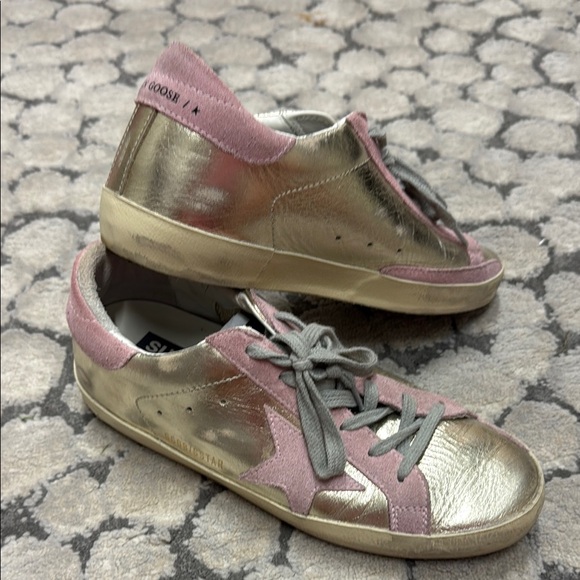 Golden Goose Gold and Pink Light Metallic Gold Superstar